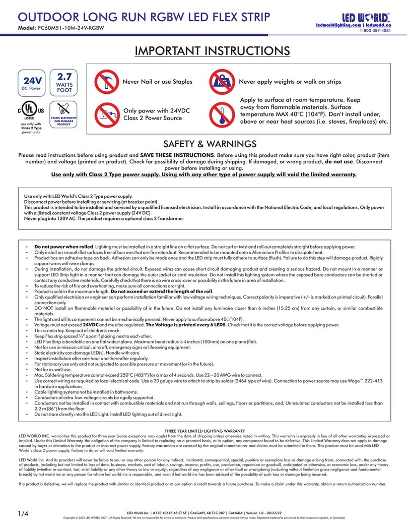 LED World FC60M51-10M-24V-RGBW Installation instructions manual