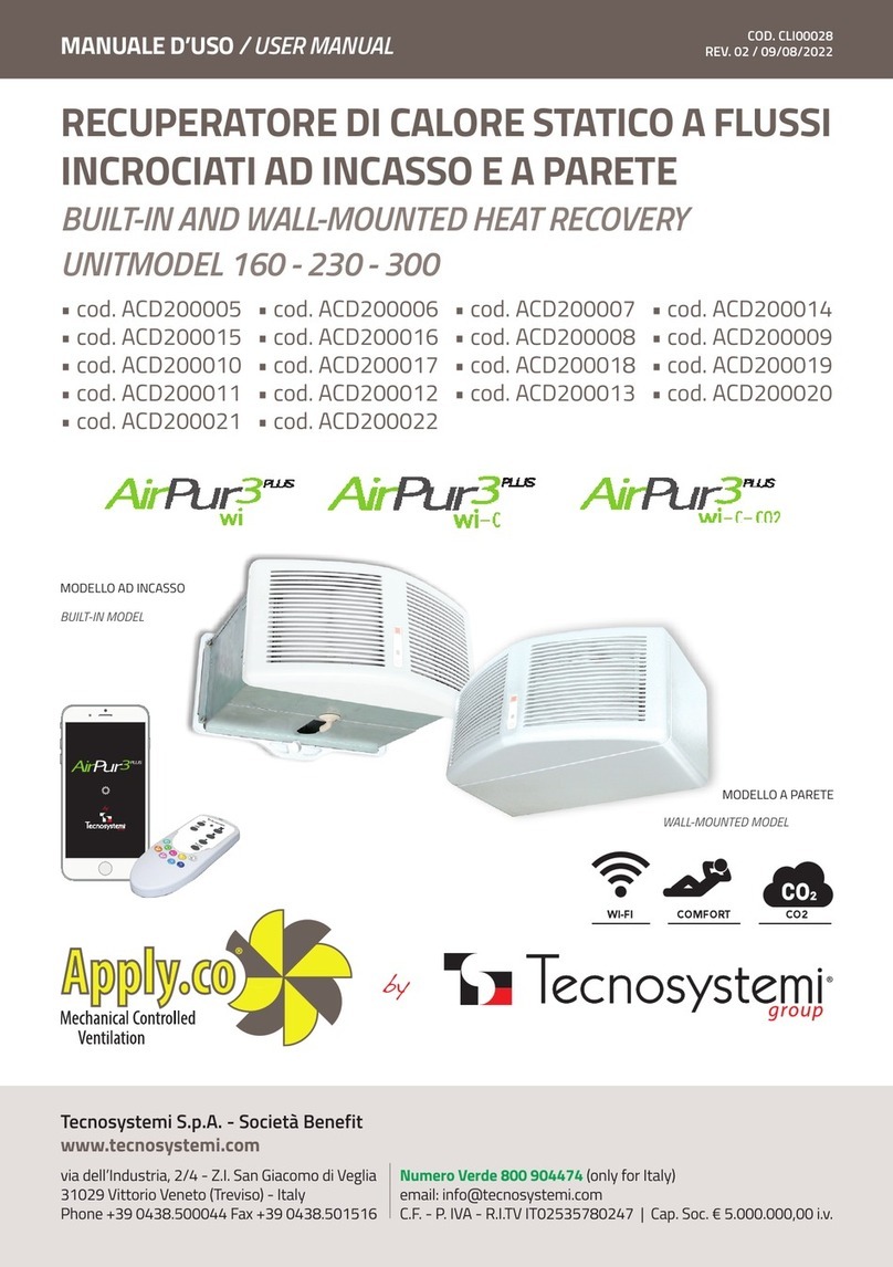 Tecnosystemi Apply.co AirPur 3 Plus Wi user manual Tecnosystemi Apply.co AirPur 3 Plus Wi user manual