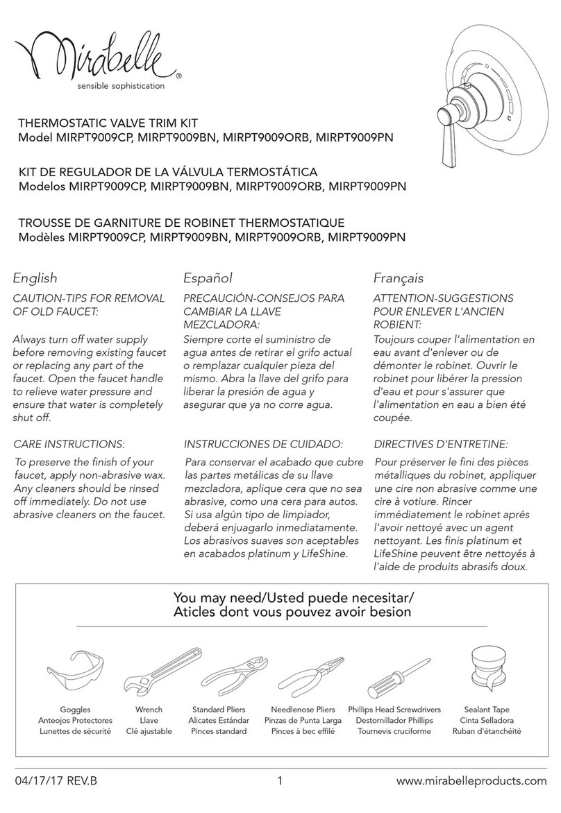 Mirabelle MIRPT9009CP User manual Mirabelle MIRPT9009CP User manual