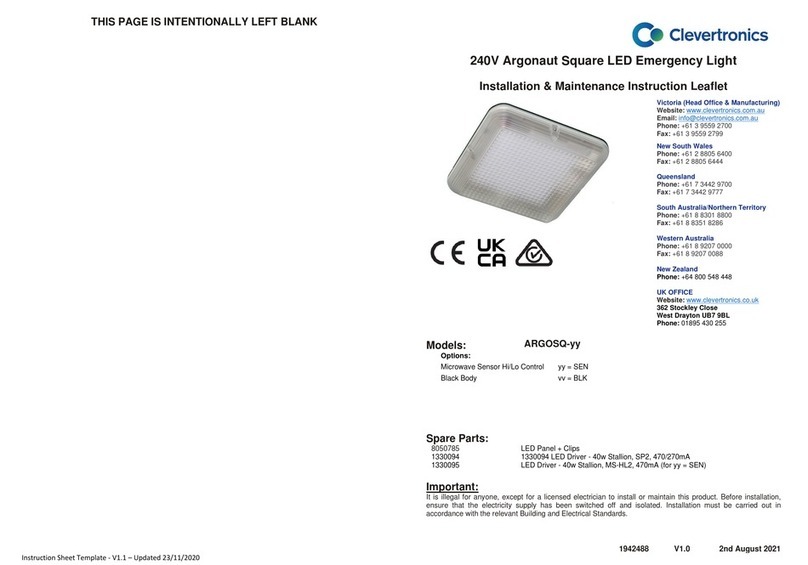 Clevertronics Argonaut Square ARGOSQ Series Installation and operating instructions Clevertronics Argonaut Square ARGOSQ Series Installation and operating instructions