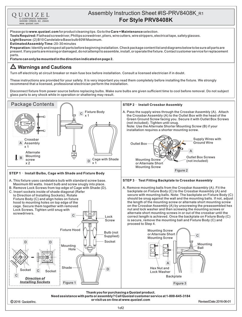 Quoizel PRV8408K User manual