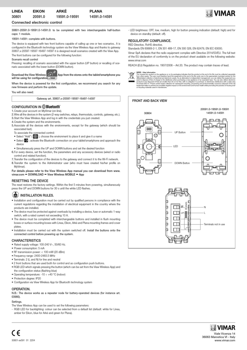 Vimar LINEA 30801 manual