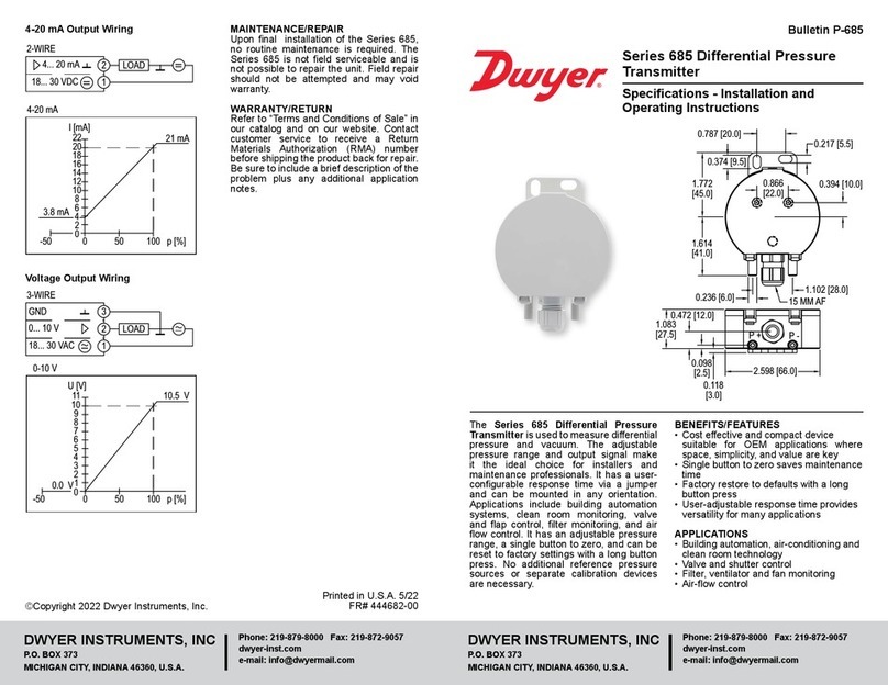 Dwyer Instruments 685 Series Installation and operating instructions