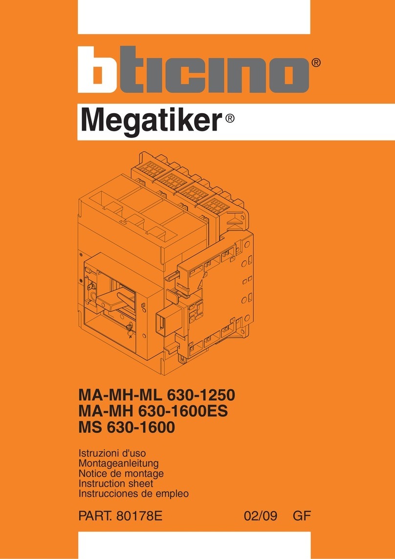 Bticino Megatiker MA-MH-ML 630-1250 instruction sheet