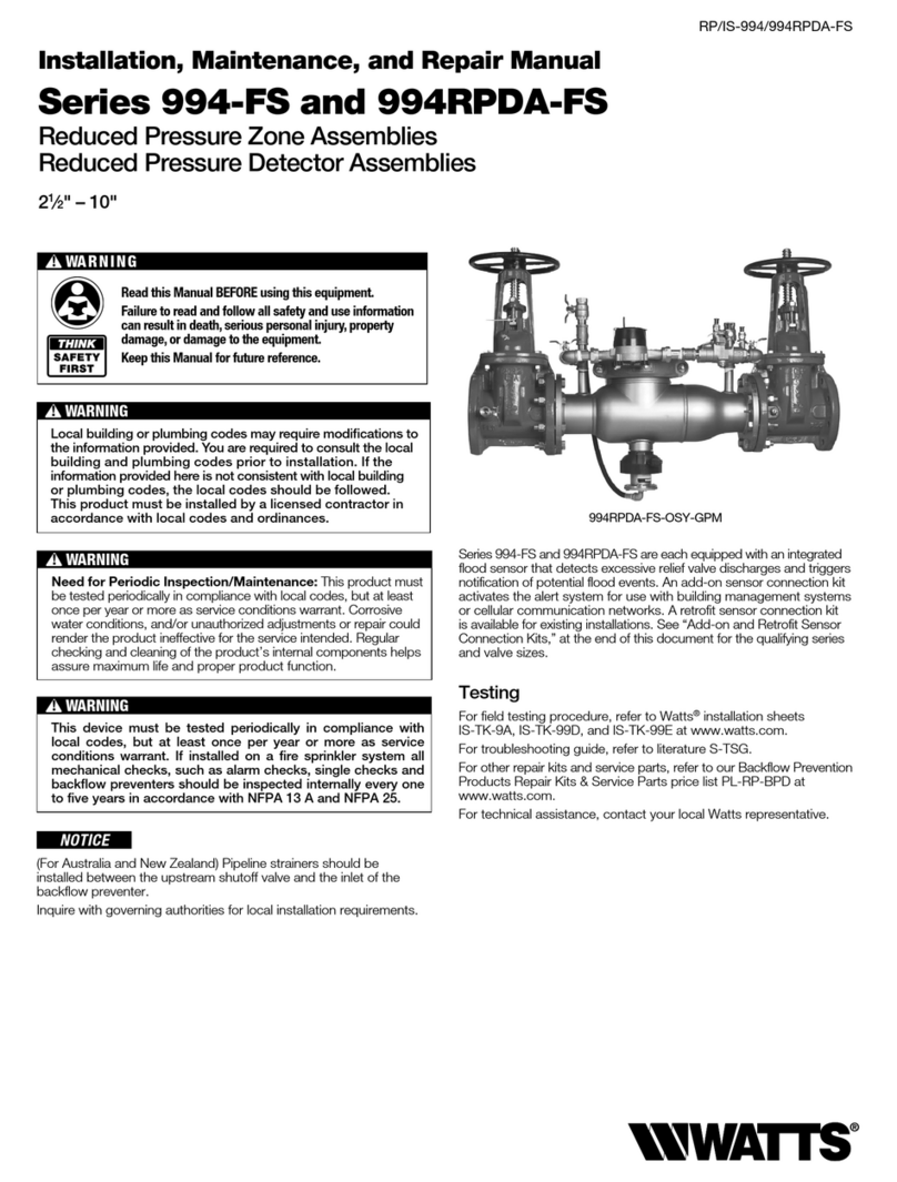 Watts 994-FS Series Operating instructions Watts 994-FS Series Operating instructions