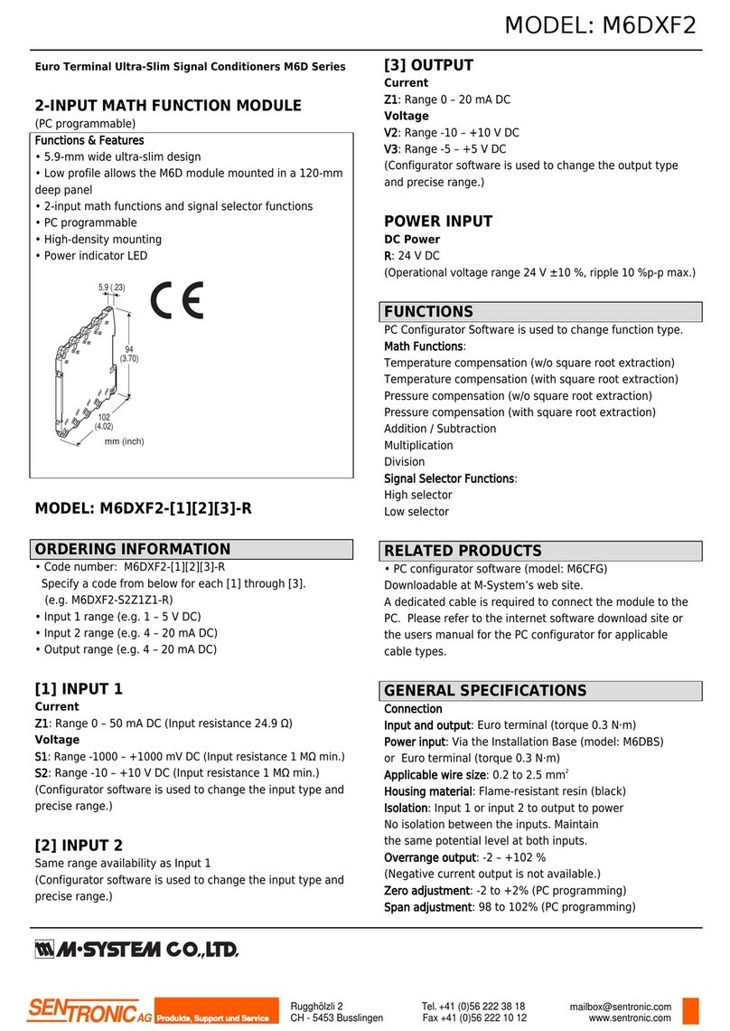 SENTRONIC M-SYSTEM M6D Series quick start guide SENTRONIC M-SYSTEM M6D Series quick start guide