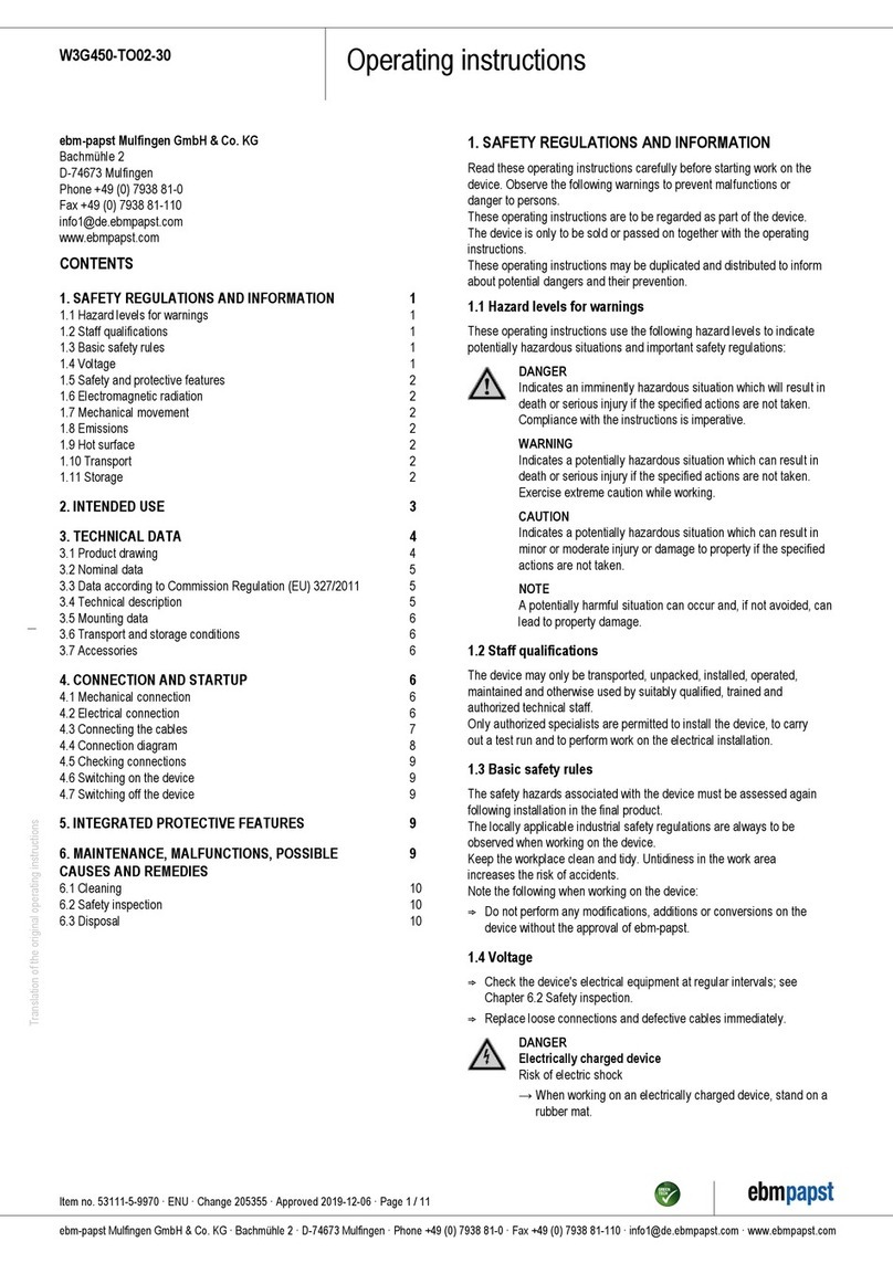 Ebmpapst W3G450-TO02-30 operating instructions