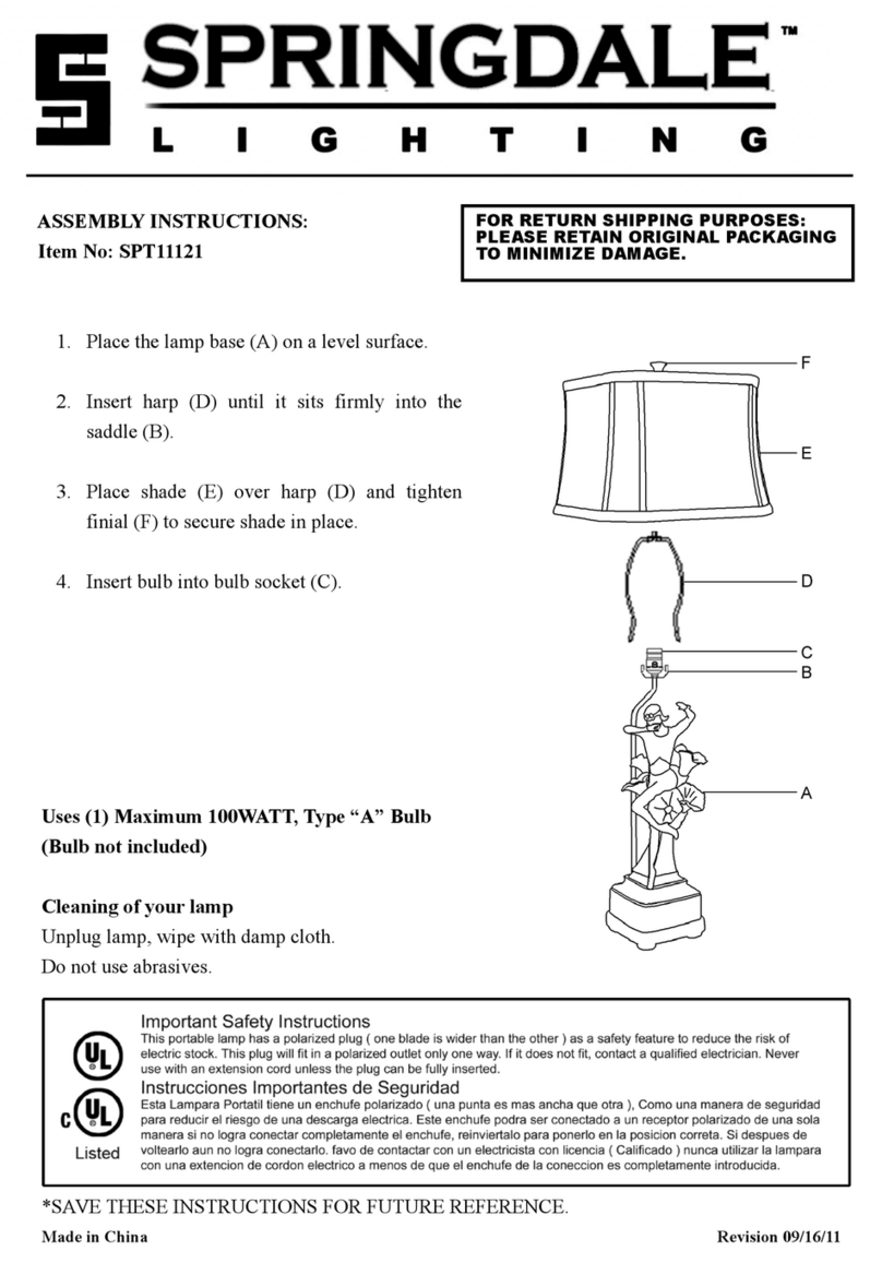 Springdale Lighting SPT11121 User manual Springdale Lighting SPT11121 User manual