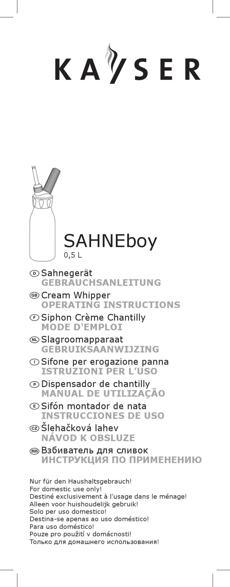 KAYSER Sahneboy operating instructions