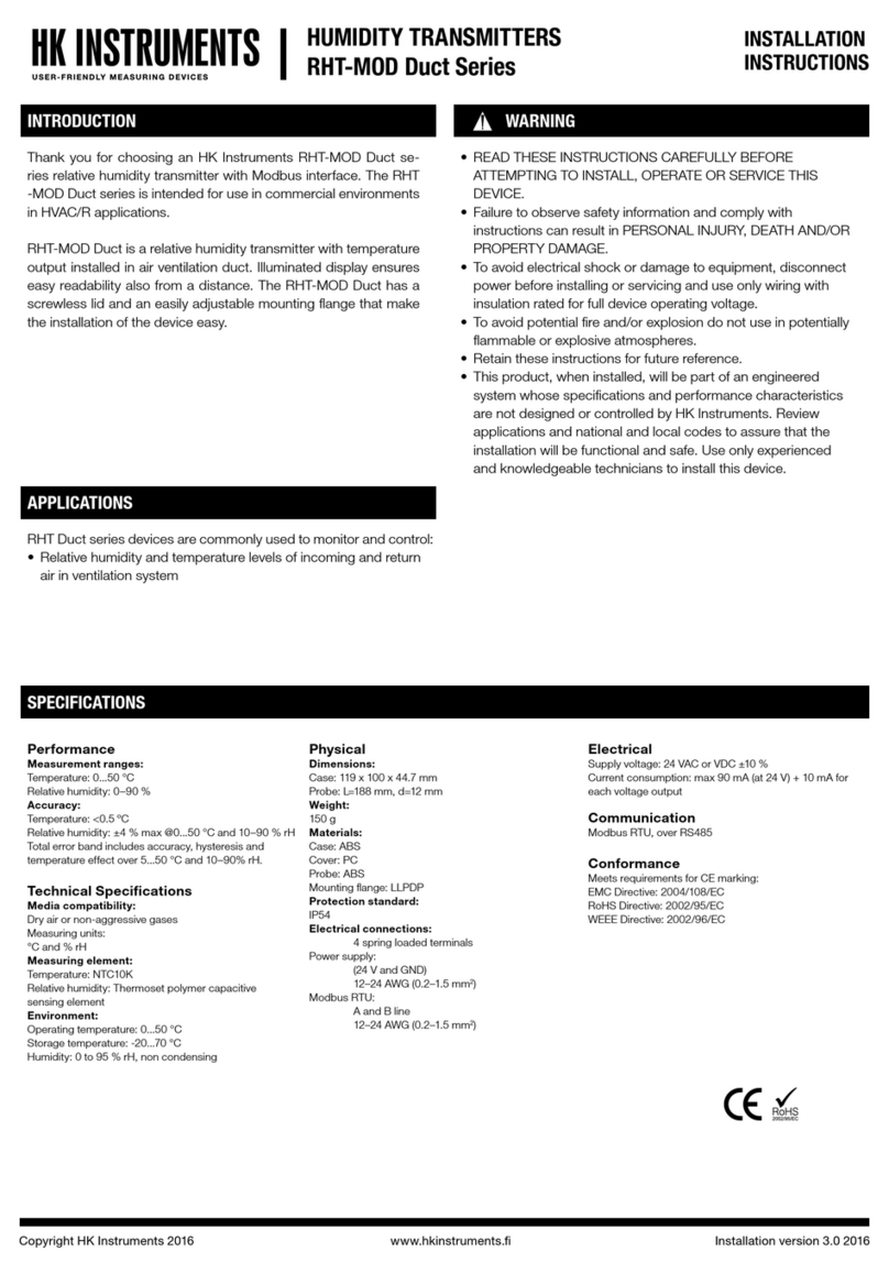 HK Instruments RHT-MOD Duct Series User manual