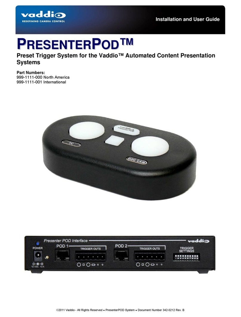 VADDIO PRESENTERPOD 999-1111-000 User manual