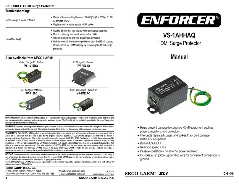 SECO-LARM ENFORCER VS-1AHHAQ manual