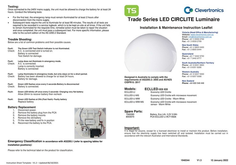 Clevertronics Trade TS CIRCLITE ECLLED Series Installation and operating instructions