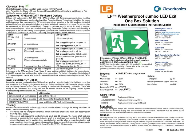 Clevertronics LP CJWELED-40 Series Installation and operating instructions