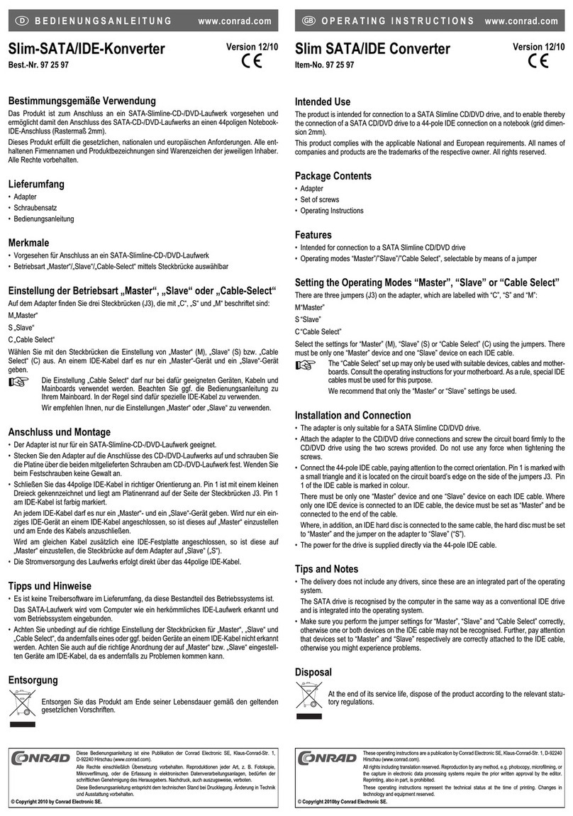 Conrad 97 25 97 operating instructions