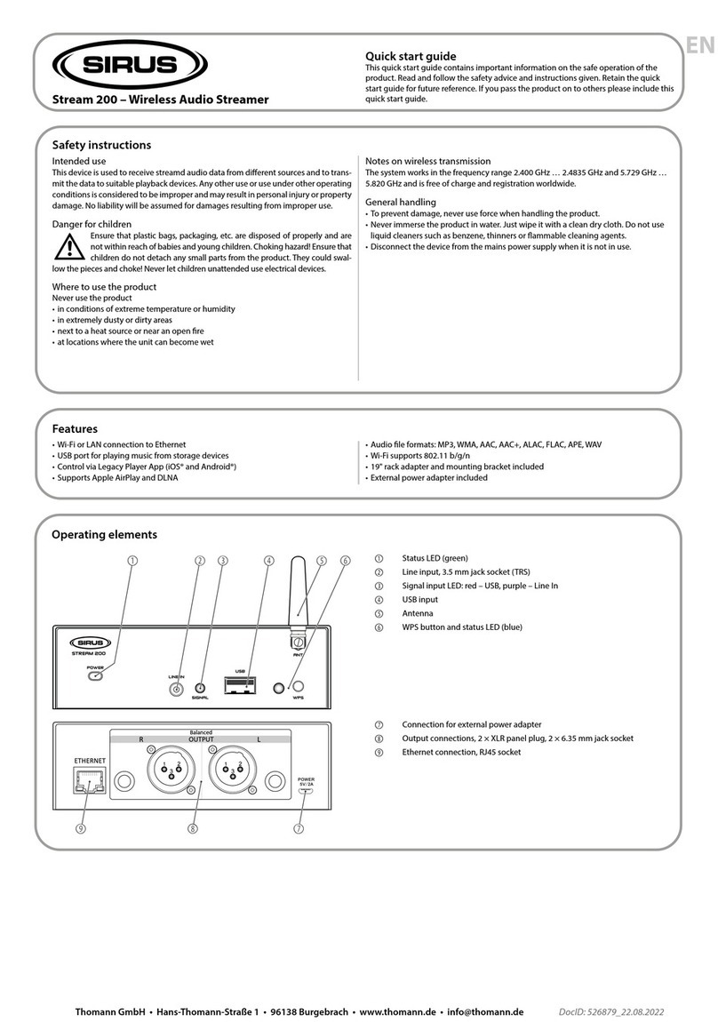 Sirus Stream 200 quick start guide