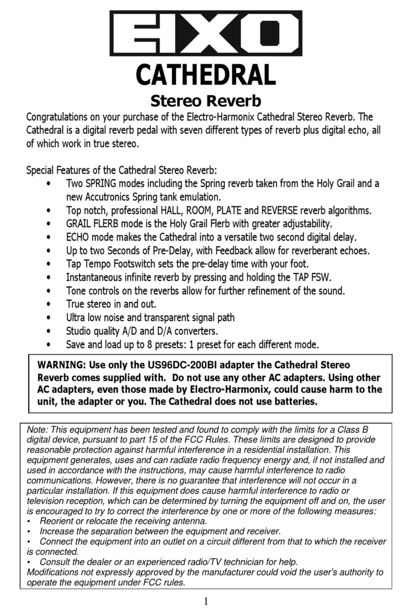 Electro-Harmonix Cathedral Stereo Reverb User manual