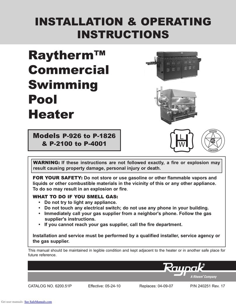 Rheem Raypak Raytherm P-926 Installation & operating instructions