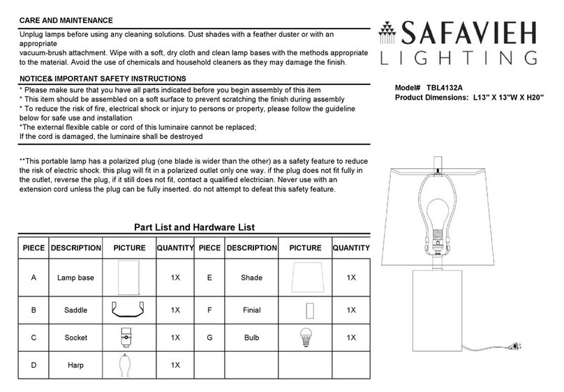 Safavieh Lighting BRETT TBL4132A User manual Safavieh Lighting BRETT TBL4132A User manual