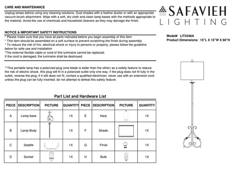Safavieh Lighting ELISA LIT4346A manual