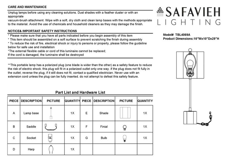 Safavieh Lighting MAGDALENE TBL4069A User manual