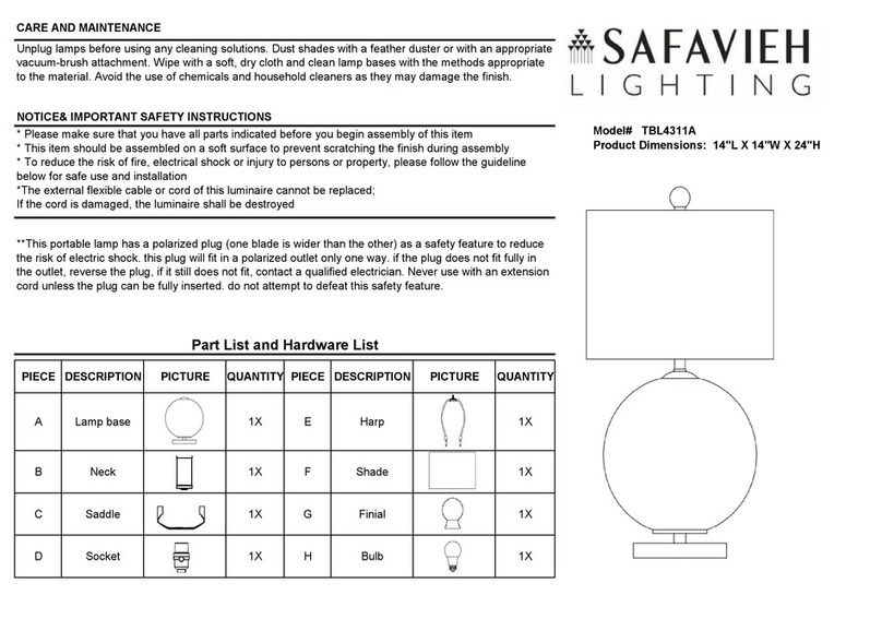 Safavieh Lighting ANINA TBL4311A User manual