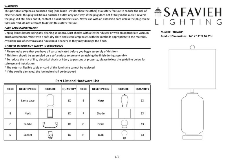 Safavieh Lighting AMAIA TBL4285 manual