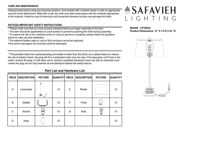 Safavieh Lighting BEVERLY LIT4365A manual
