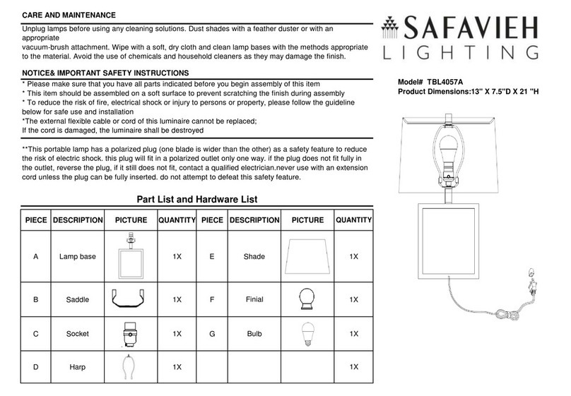 Safavieh Lighting SAYER TBL4057A User manual