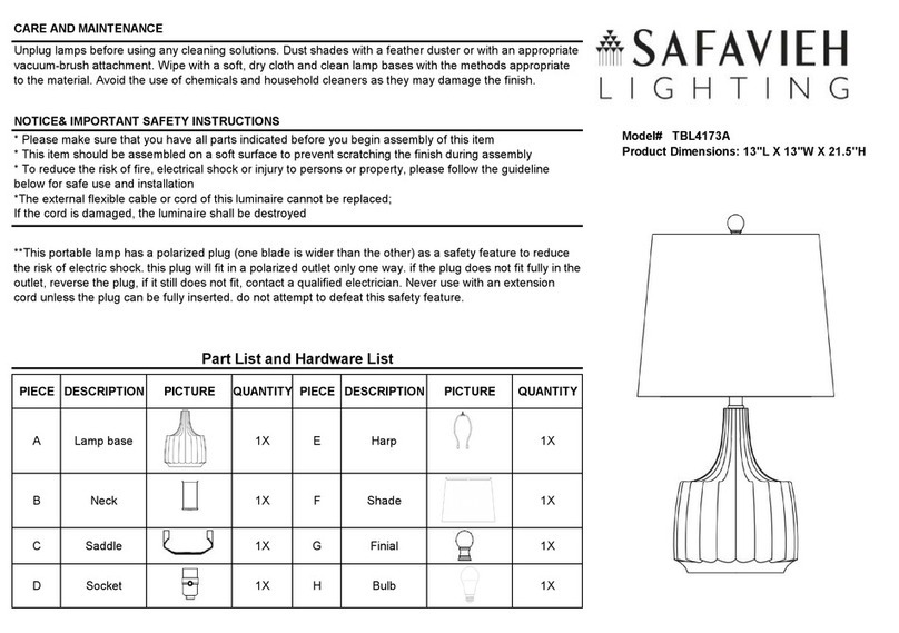 Safavieh Lighting SHILOH TBL4173A manual