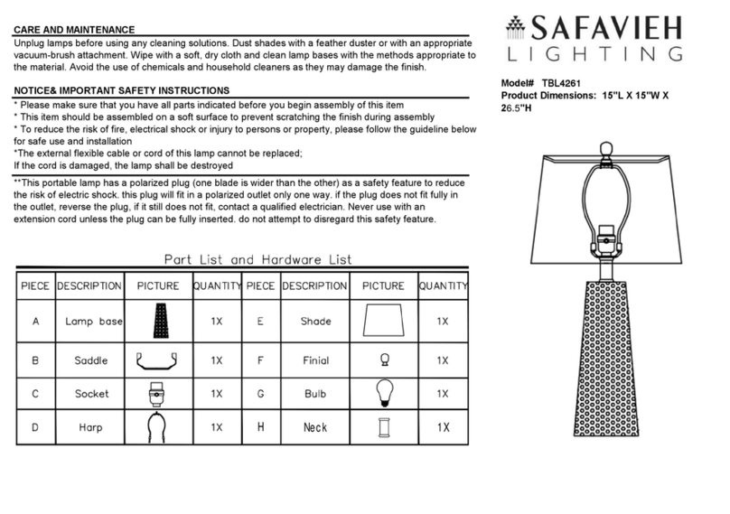 Safavieh Lighting BATUL TBL4261 User manual