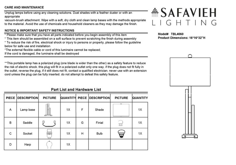 Safavieh Lighting HOPPER TBL4060 manual