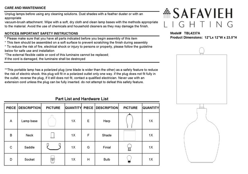 Safavieh Lighting REMZI TBL4237A manual