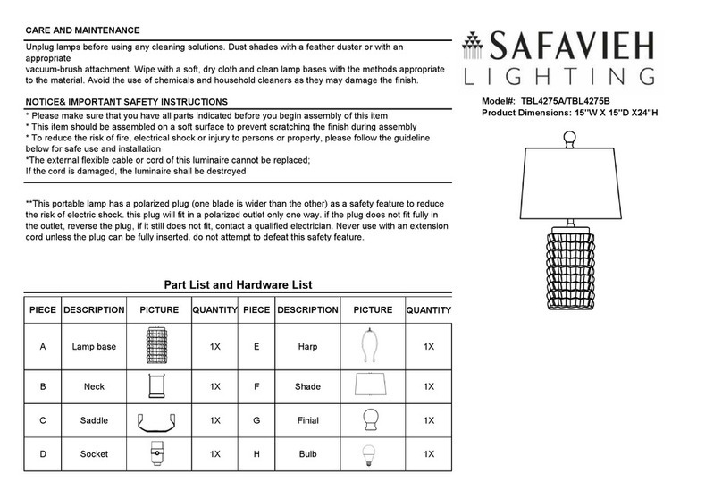 Safavieh Lighting WELDON TBL4275B manual