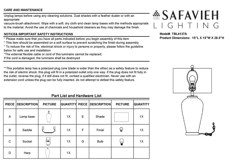 Safavieh Lighting ANSON TBL4137A User manual