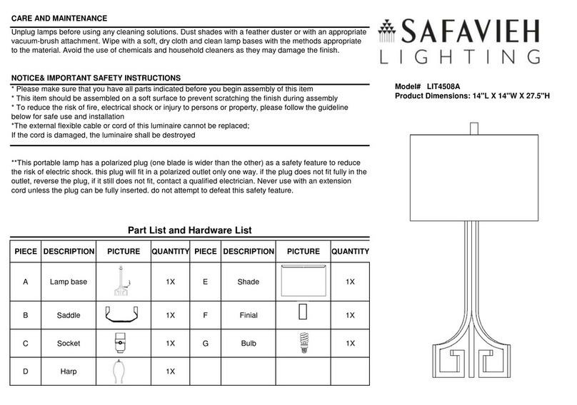 Safavieh Lighting ARABELLE LIT4508A User manual Safavieh Lighting ARABELLE LIT4508A User manual