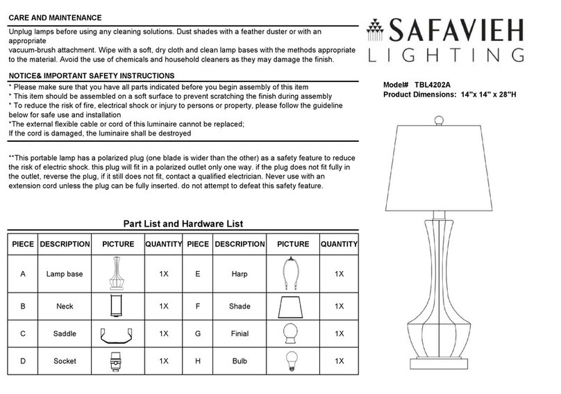 Safavieh Lighting RONAN TBL4202A manual