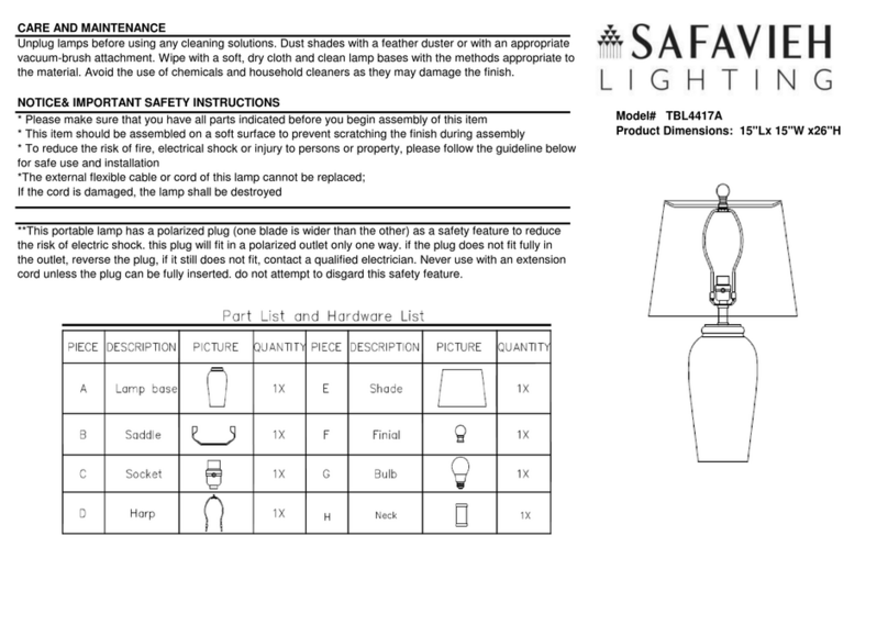 Safavieh Lighting SABRIN TBL4417A User manual