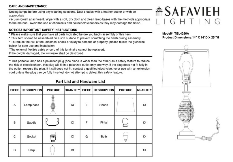 Safavieh Lighting FREDIO TBL4026A manual
