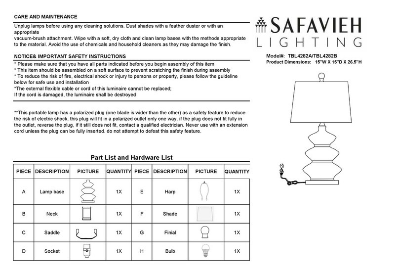 Safavieh Lighting BRIELLE TBL4282B User manual Safavieh Lighting BRIELLE TBL4282B User manual