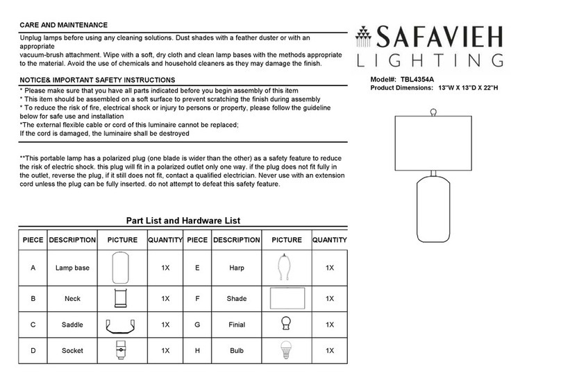 Safavieh Lighting HUXLEY TBL4354A User manual Safavieh Lighting HUXLEY TBL4354A User manual