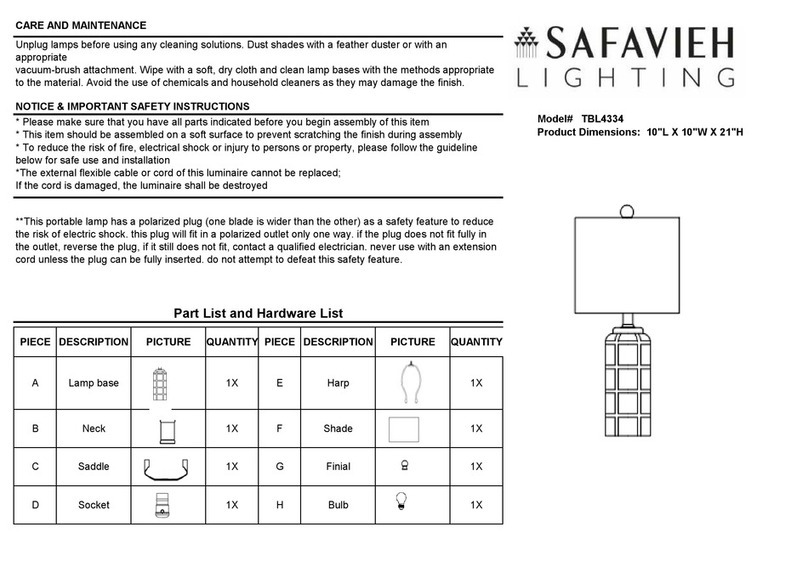 Safavieh Lighting RHETT TBL4334 User manual