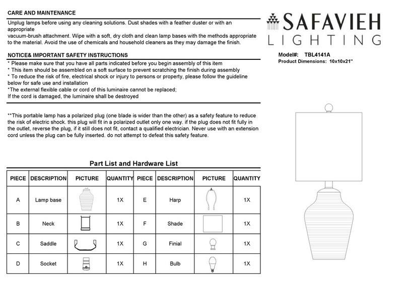 Safavieh Lighting MAXTON TBL4141A User manual Safavieh Lighting MAXTON TBL4141A User manual