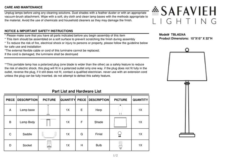 Safavieh Lighting ANDINO TBL4024A manual