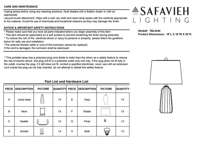 Safavieh Lighting SAWYER TBL4344 manual