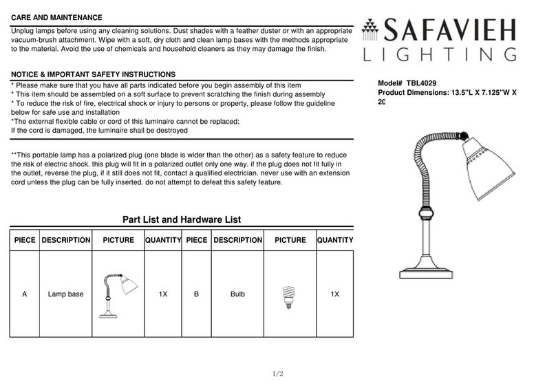 Safavieh Lighting NARI TBL4029 User manual Safavieh Lighting NARI TBL4029 User manual