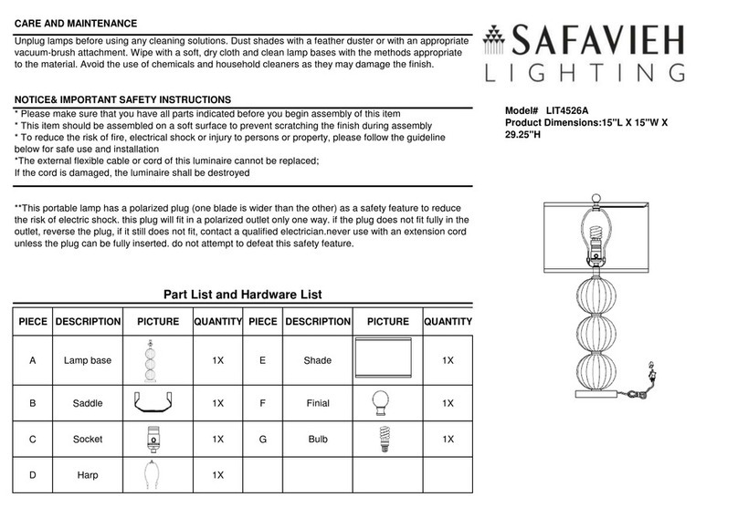 Safavieh Lighting DAX LIT4526A User manual Safavieh Lighting DAX LIT4526A User manual