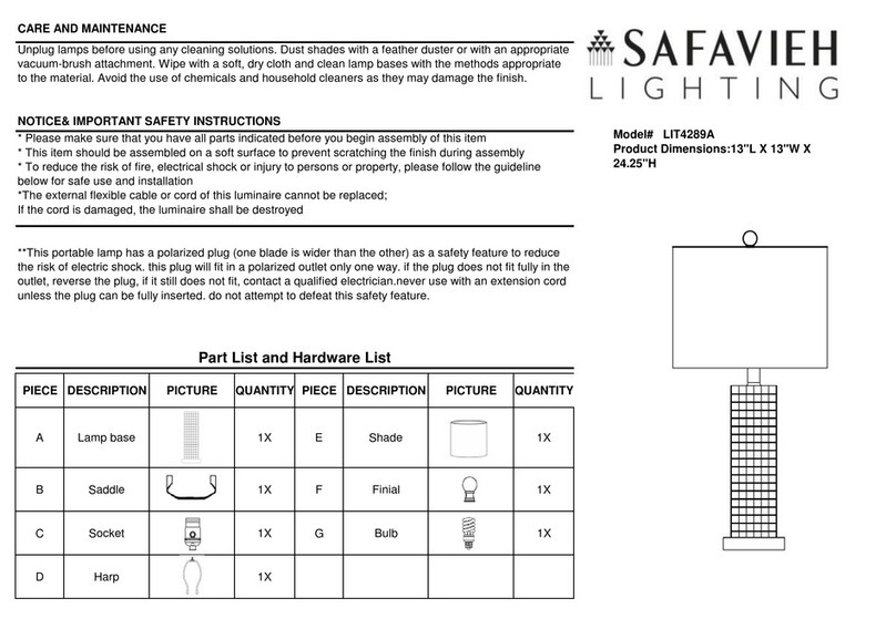 Safavieh Lighting SKAGWAY LIT4289A manual