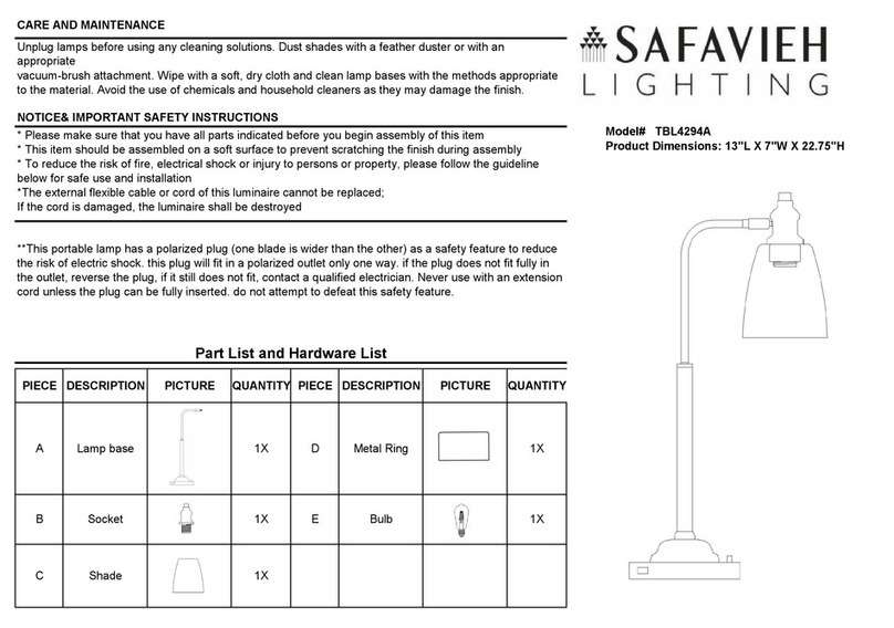 Safavieh Lighting RINO TBL4294A manual