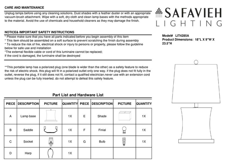 Safavieh Lighting SALCHA LIT4285A User manual